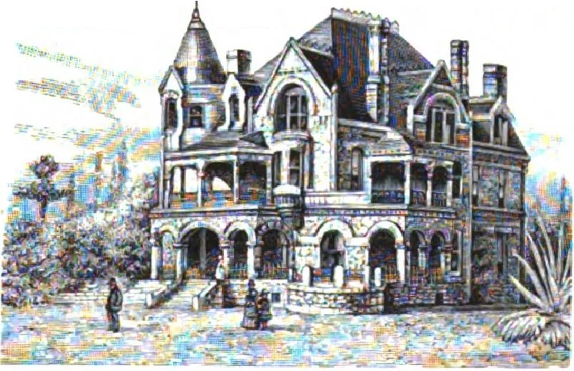 Victorian mansion with multiple towers and ornate architectural details